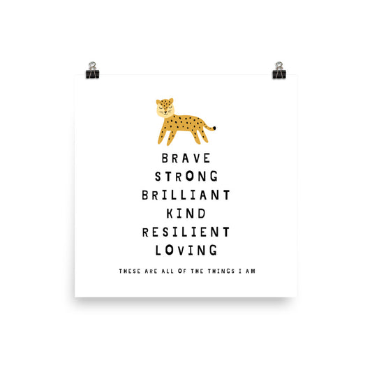Unframed Cheetah Kids Affirmation Print